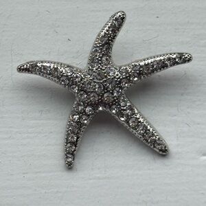 Silver Tone Rhinestone Starfish Brooch